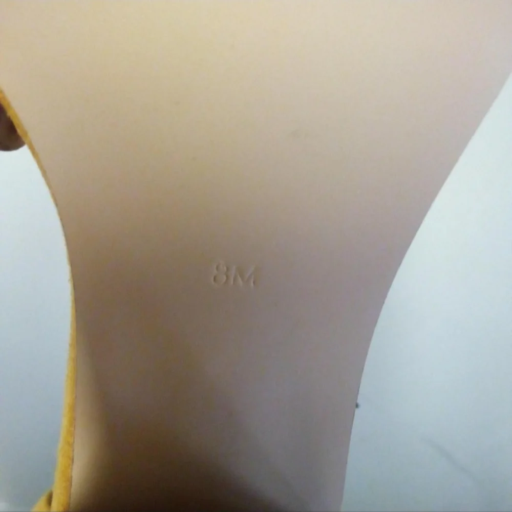 Vintage Lord&TaylorYellow Suede Women's Peep Toe Block Heels Sandals Size 8 - Picture 6 of 7